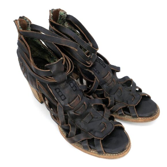 Freebird by Steven Penny Gladiator Sandals Women's 10 Strappy Leather Block Heel - Picture 2 of 6